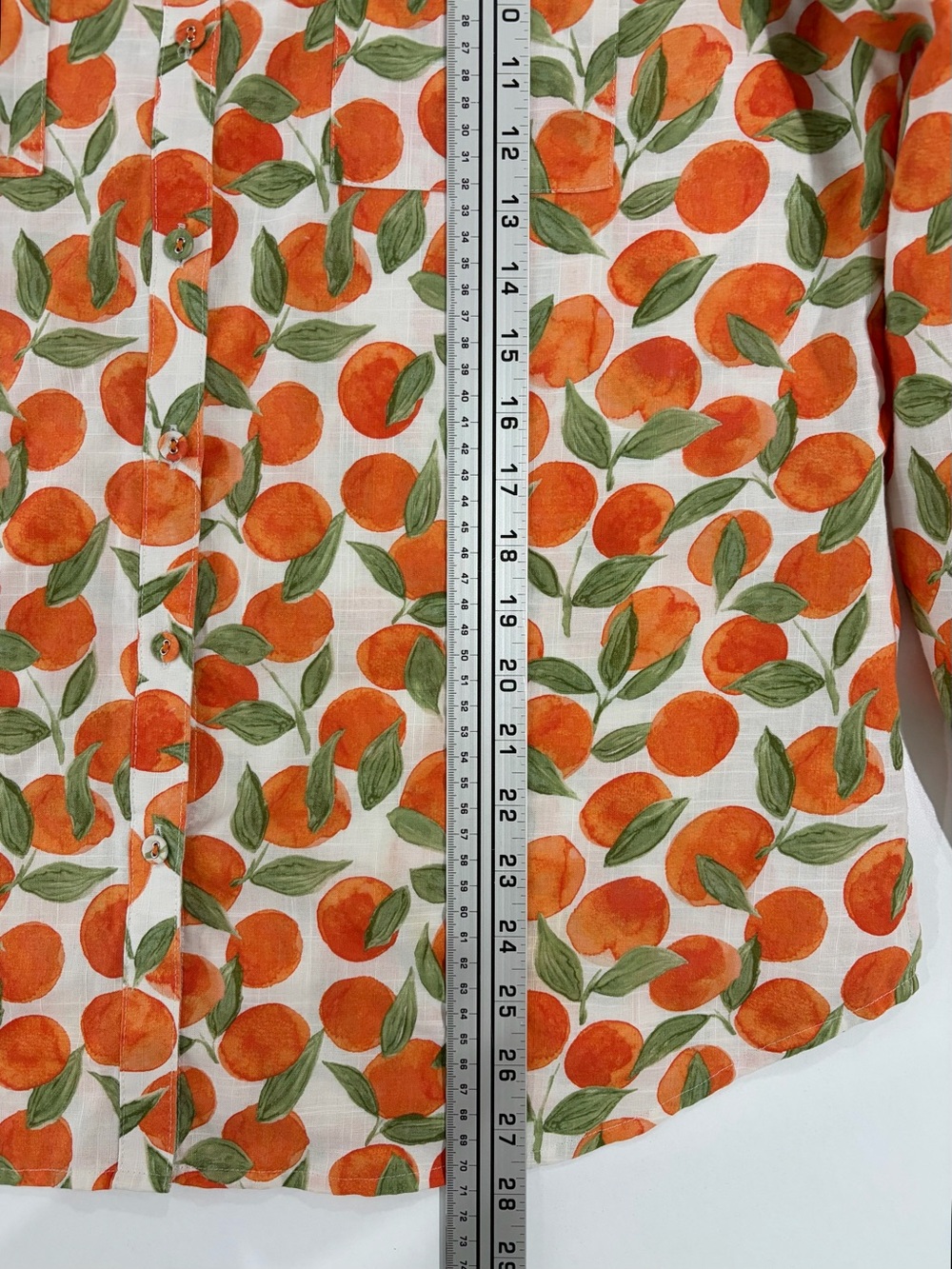 Foxcroft Peach-Print 100% Cotton Button Down Shirt (12) - Picture 6 of 10